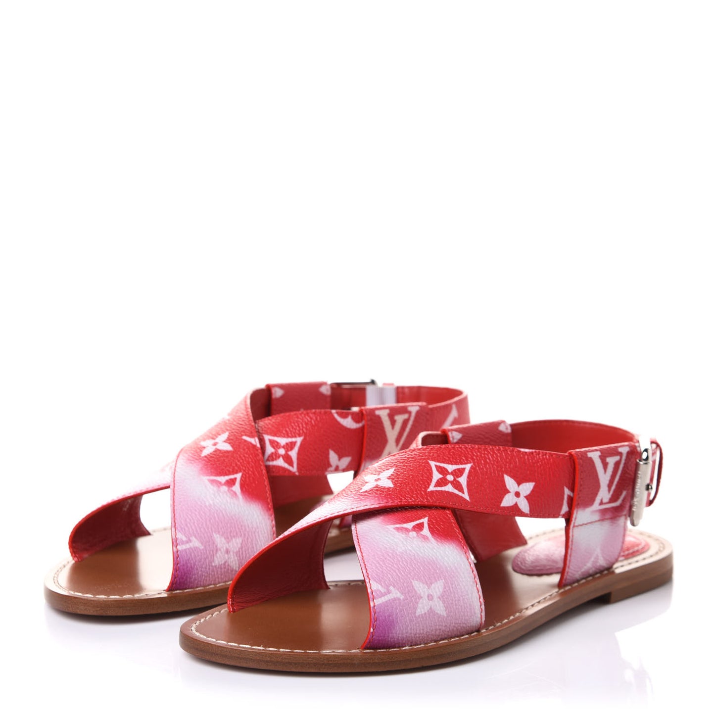 Monogram Escale Palma Flat Sandals 36 Rouge