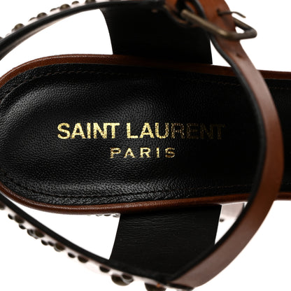 Saint Laurent Calfskin Studded Farrah 80 Platform Sandals 39 Papaya 6 of 9
