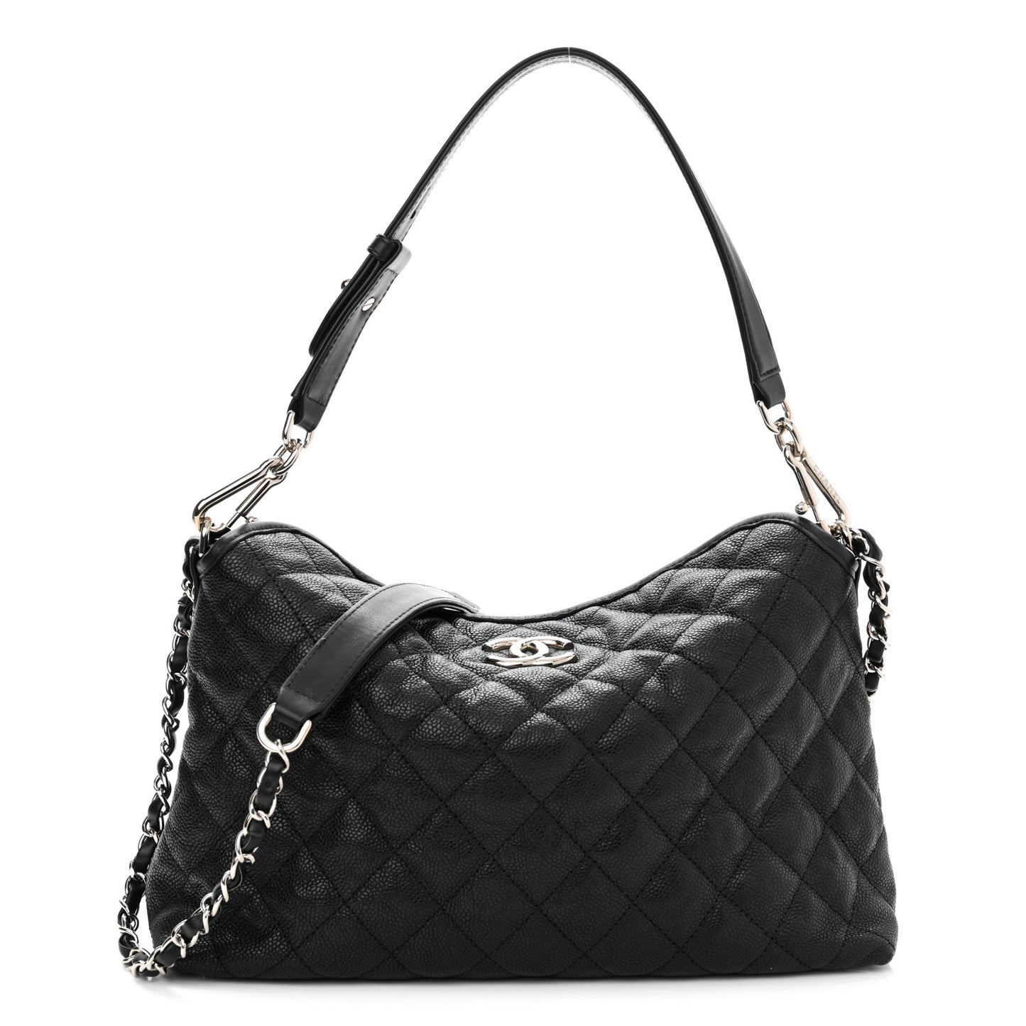 Caviar Quilted French Riviera Hobo Black