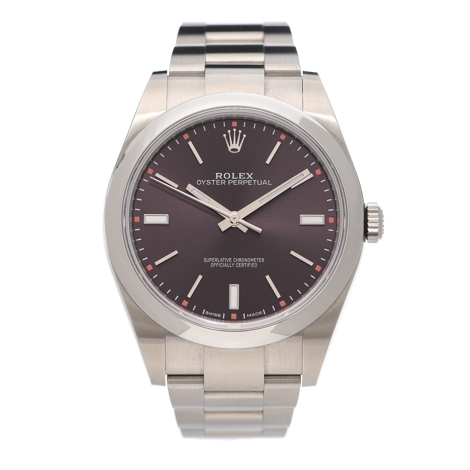 Rolex Stainless Steel 39mm Oyster Perpetual Watch Red Grape 114300 1 of 5