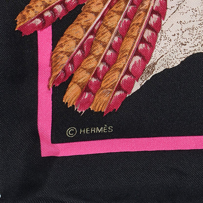 Hermes Silk Pani La Shar Pawnee Scarf 90 Noir Rose 4 of 4