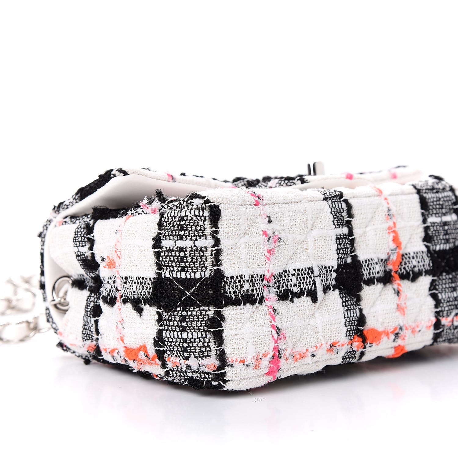 Chanel Tweed Quilted Mini Rectangular Flap Black White Pink 8 of 11