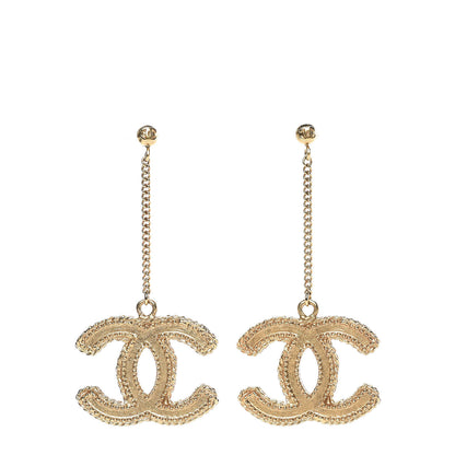 Chanel CC Drop Earrings Matte Gold 1 of 5