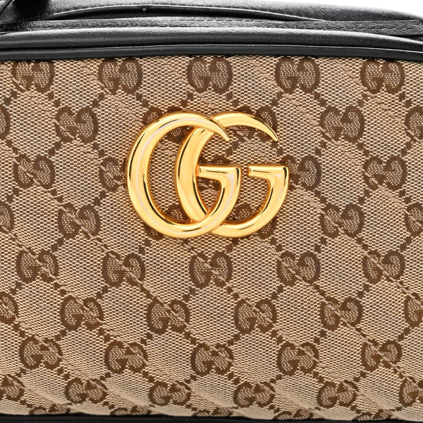 Monogram Matelasse Diagonal Small GG Marmont Chain Shoulder Bag Beige Black