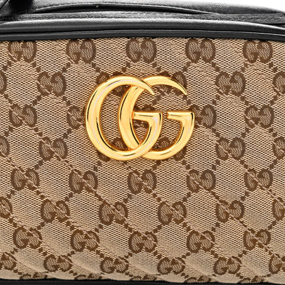 Gucci Monogram Matelasse Diagonal Small GG Marmont Chain Shoulder Bag Beige Black 9 of 11