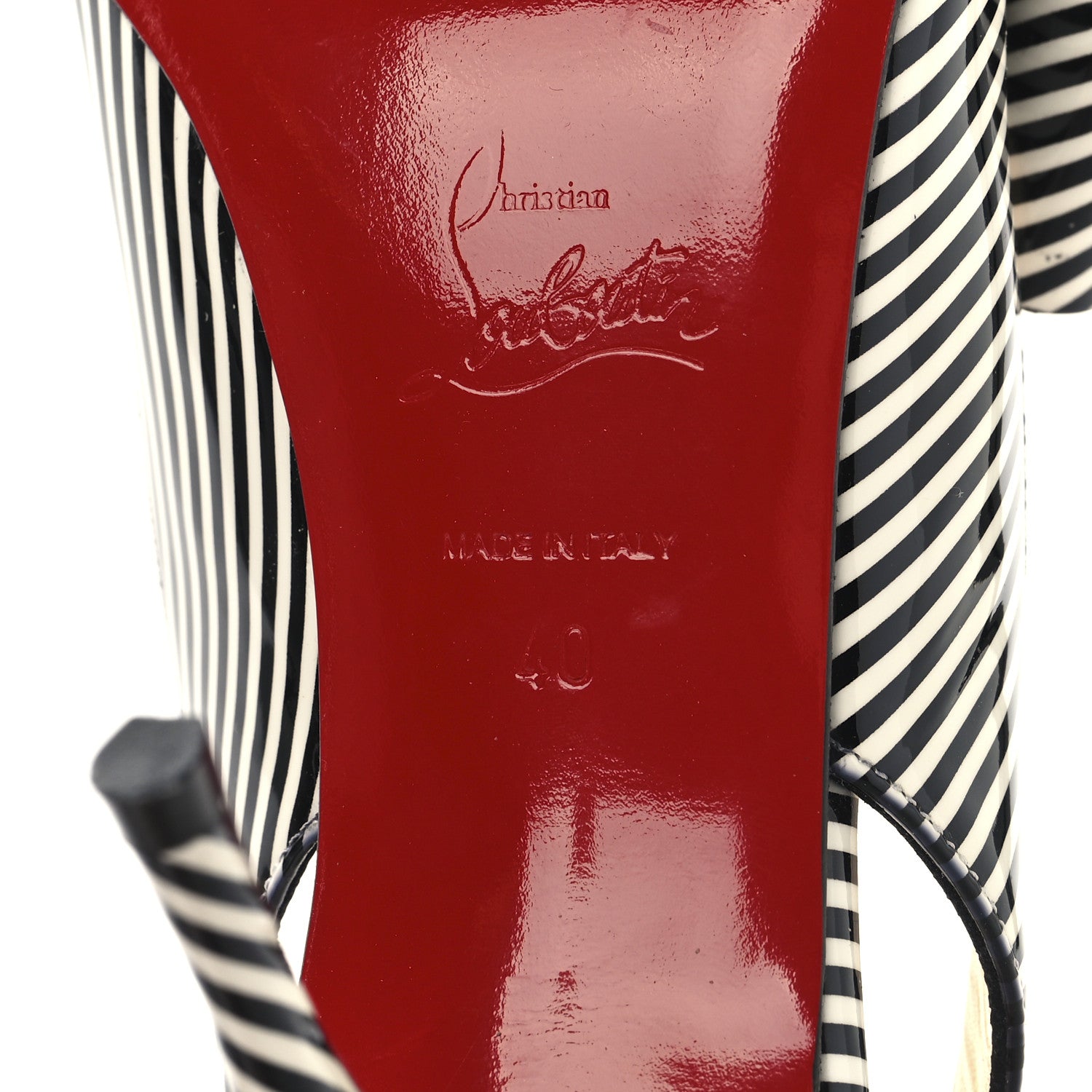 Christian Louboutin Patent Stripes Clare Nodo 80 Pumps 40 Jeans White 7 of 8