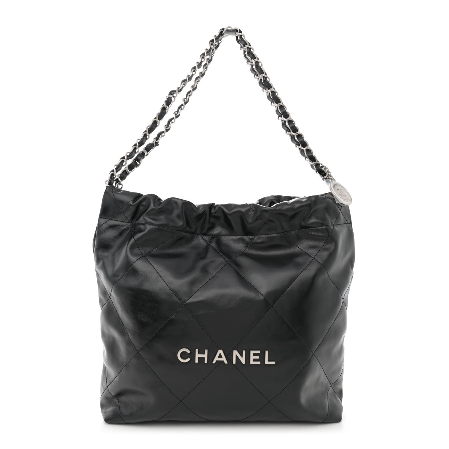 Shiny Calfskin Quilted Small Chanel 22 Black
