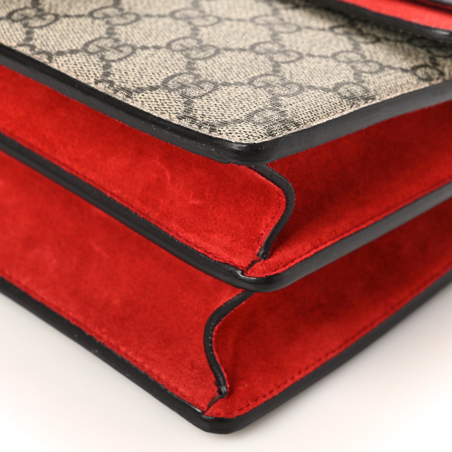 Gucci GG Supreme Monogram Suede Small Dionysus Shoulder Bag Beige Ebony Vulcanic Red 9 of 11