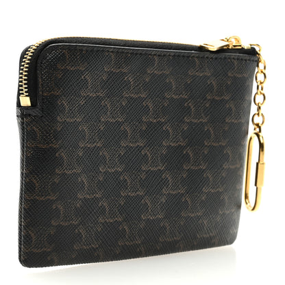 Celine Triomphe Canvas Coin and Card Pouch With Hook Black 3 of 6