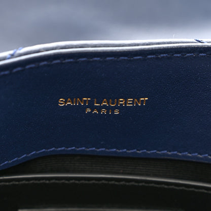 Saint Laurent Calfskin Y Quilted Monogram Small Loulou Chain Satchel Blue Charron 10 of 11