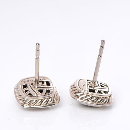 David Yurman Sterling Silver Diamond Black Onyx 5mm Petite Albion Earrings 3 of 4