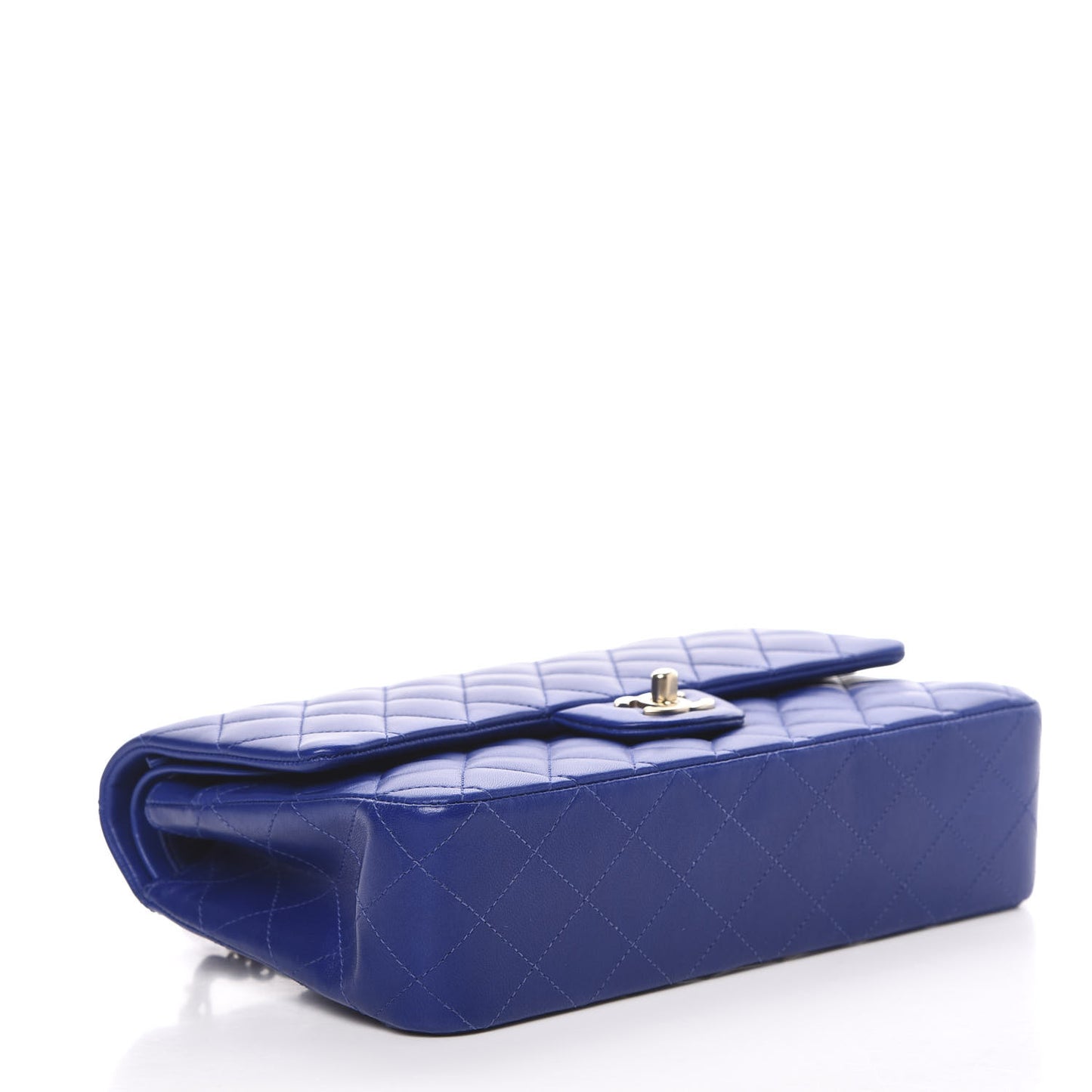 Lambskin Quilted Medium Double Flap Blue