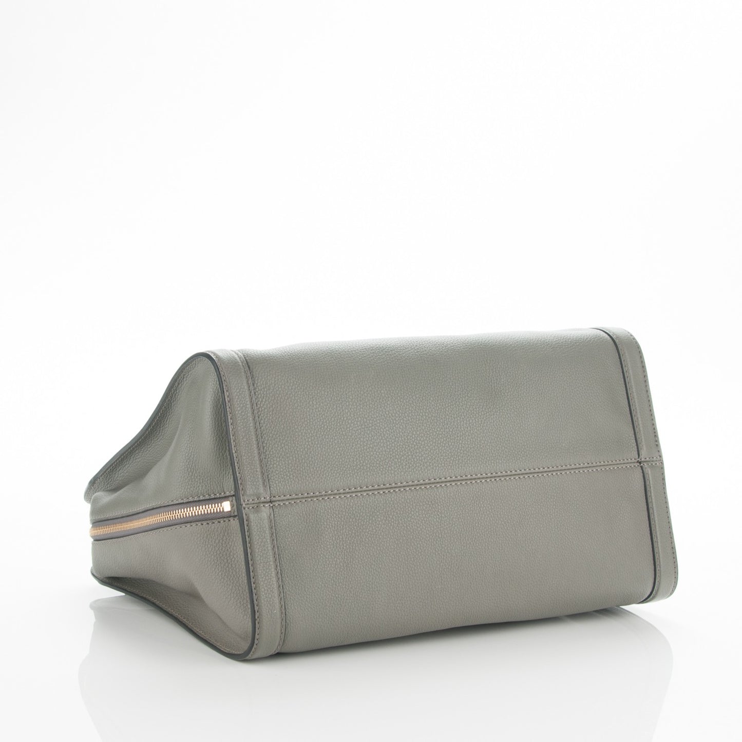 Pebbled Calfskin Large Skull Padlock Zip Around Tote Dark Grey
