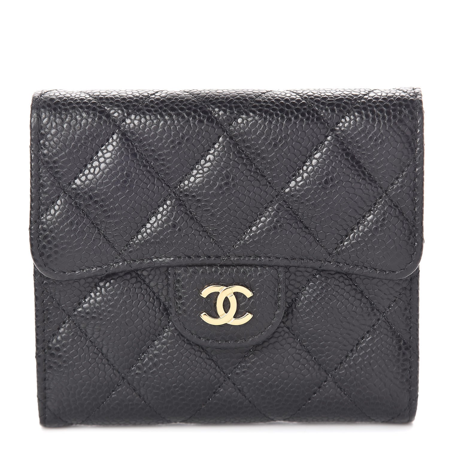 Chanel Caviar Quilted Compact Flap Wallet Black 1 of 8