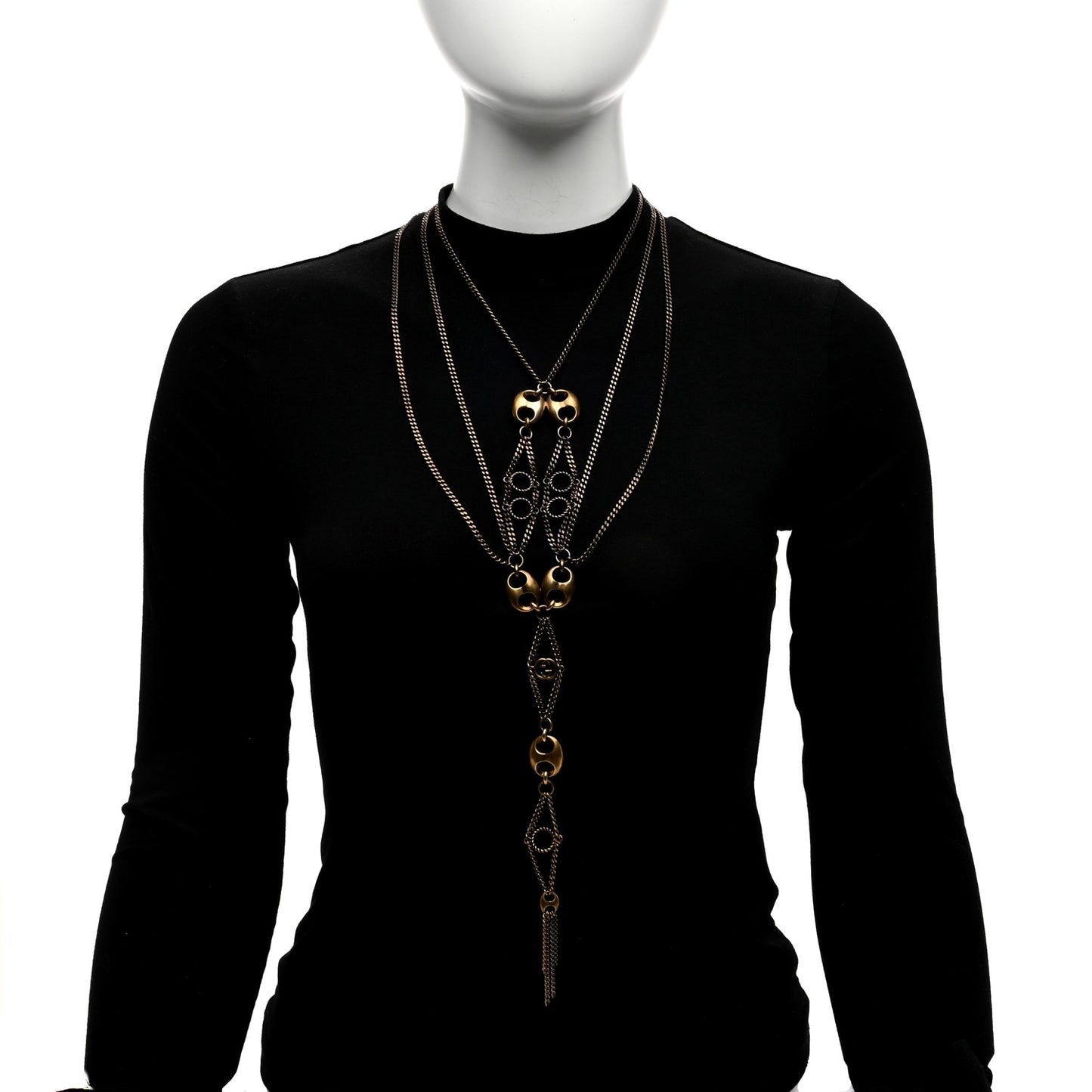 Metal Marina Link Long Necklace Aged Gold
