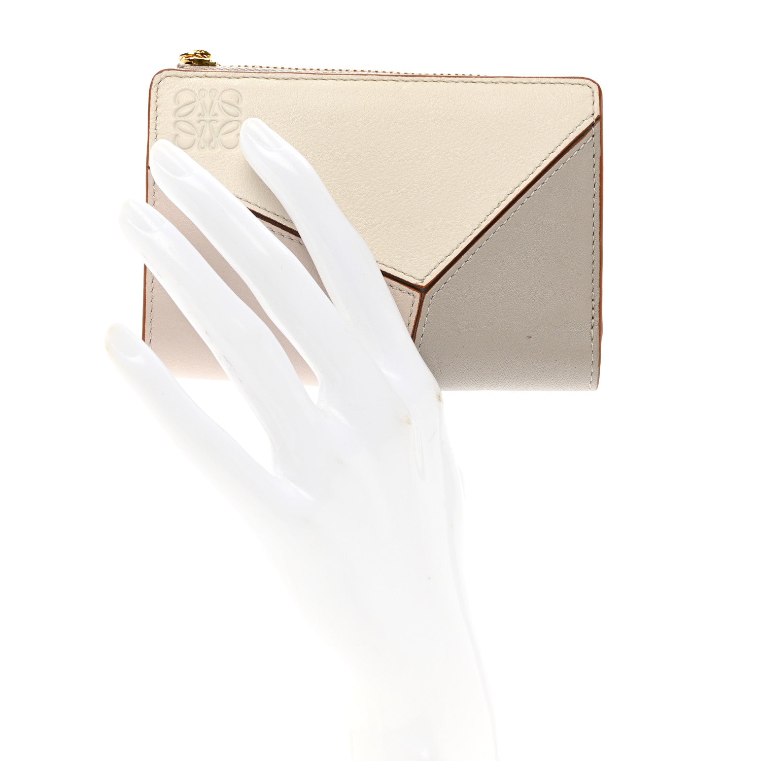 Loewe Calfskin Puzzle Zip Bi-Fold Wallet Ghost Soft White 2 of 7