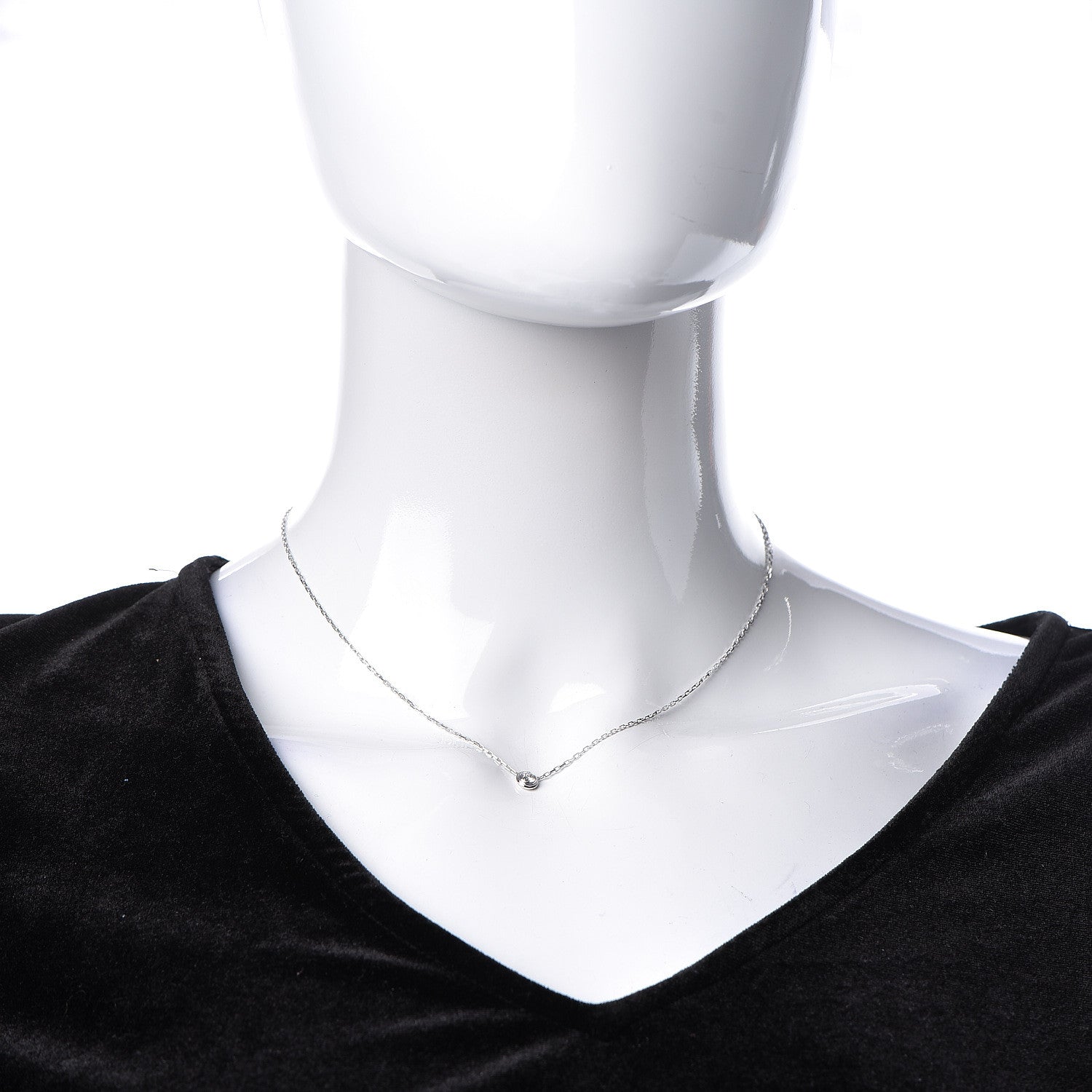 Cartier 18K White Gold Diamond LM D'Amour Pendant Necklace 2 of 7