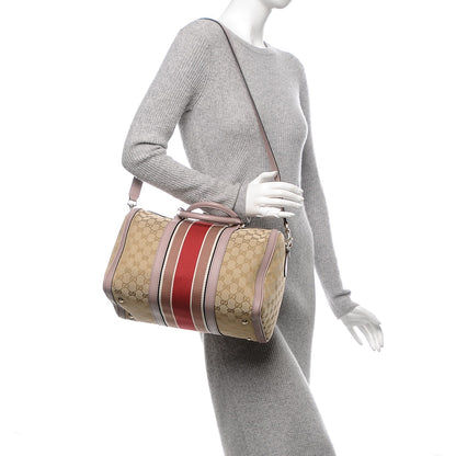 Gucci Monogram Selleria Calfskin Vintage Web Medium Boston New Sand Lilas 2 of 7