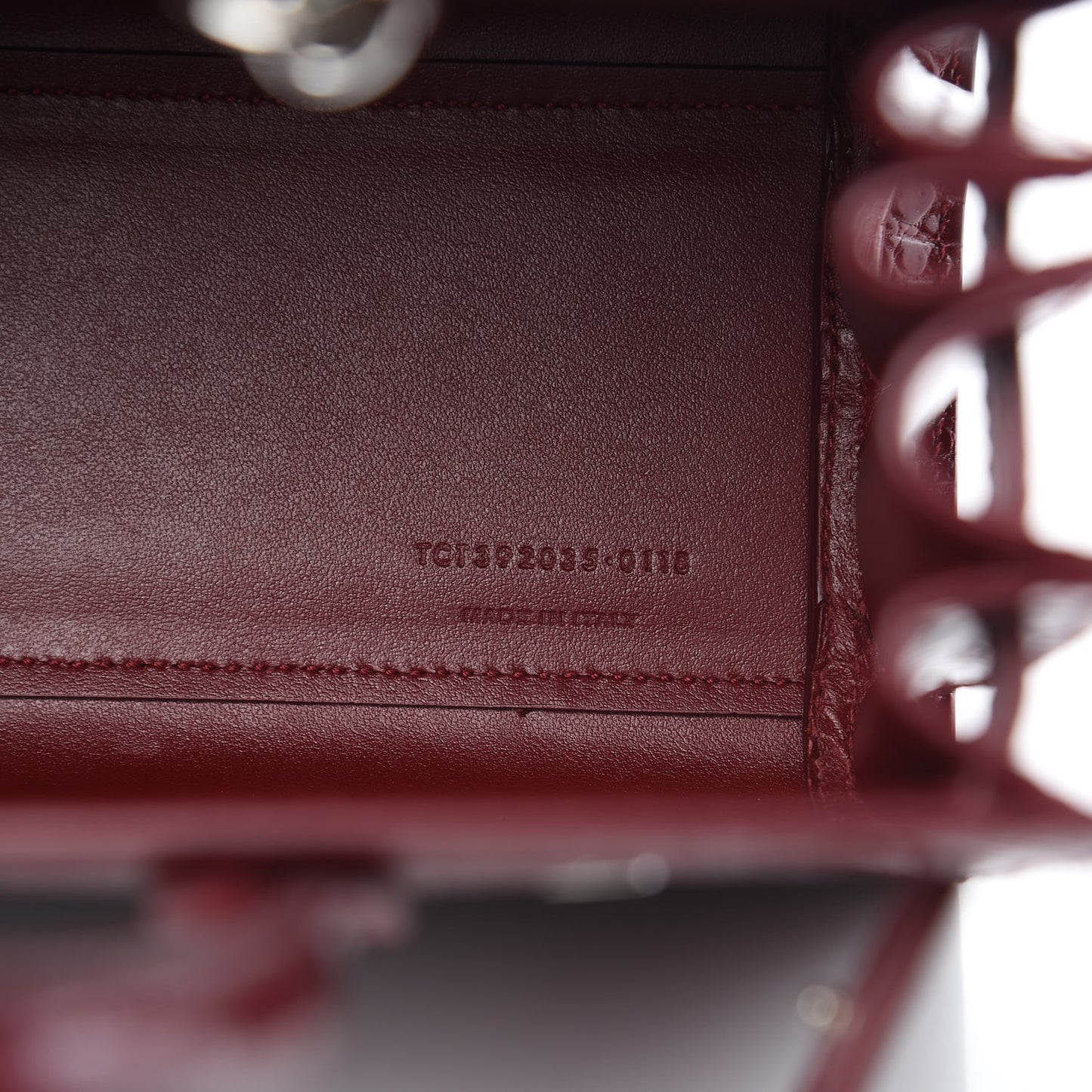 Calfskin Crocodile Embossed Nano Sac De Jour Dark Red