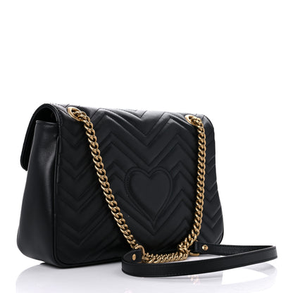 Gucci Calfskin Matelasse Medium GG Marmont Shoulder Bag Black 3 of 12