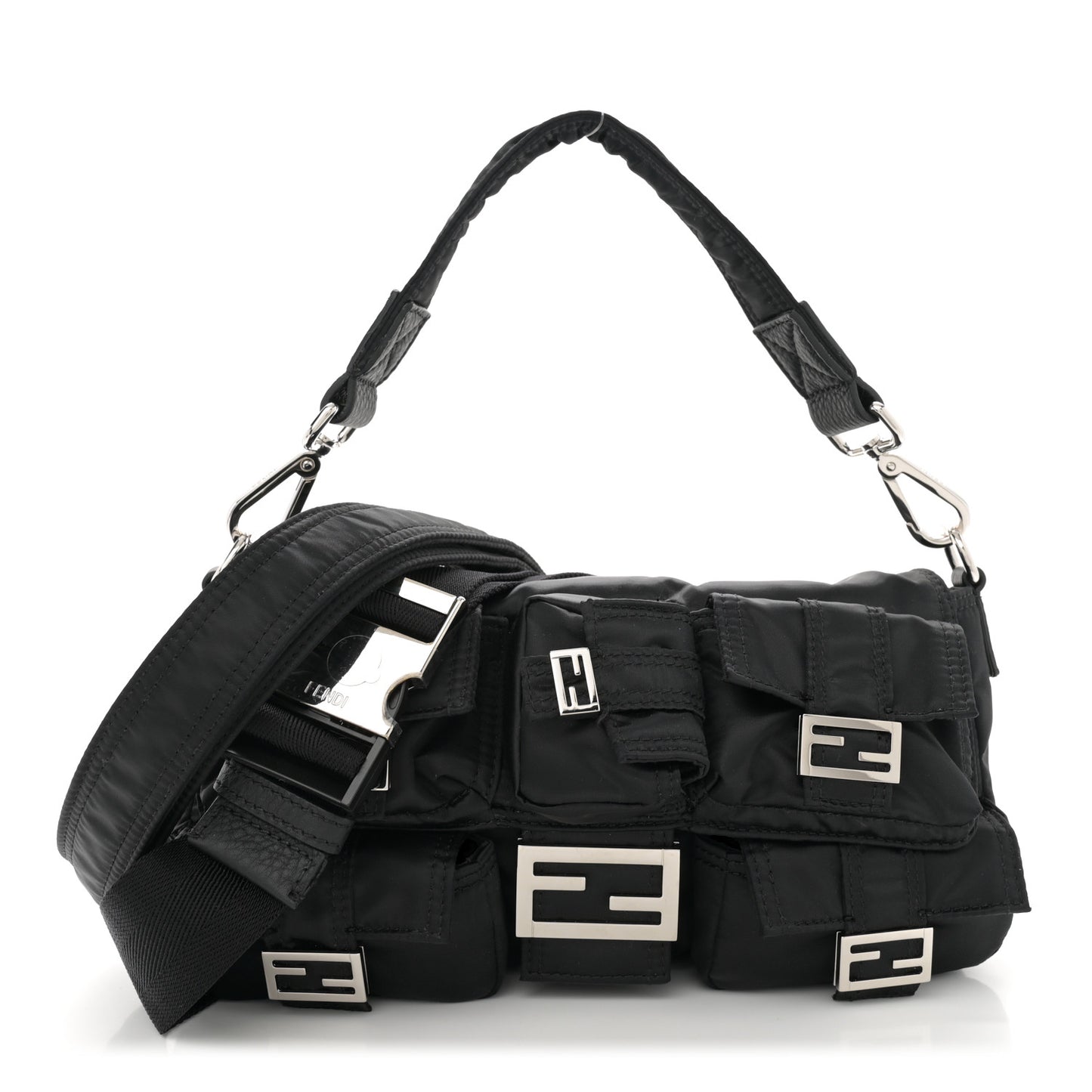 Econyl Cuoio Romano Multipocket Baguette Black