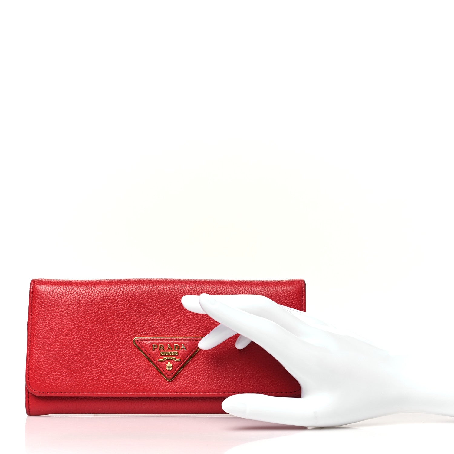 Prada Vitello Daino Continental Flap Wallet Fuoco 2 of 12