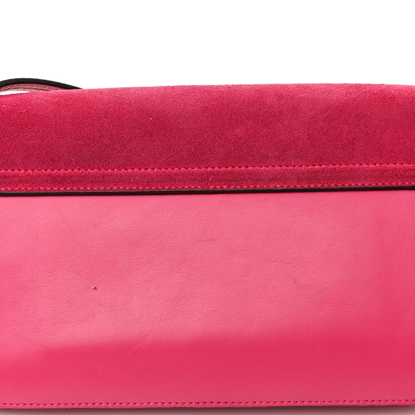 Suede Calfskin Small Faye Shoulder Bag Fuchsia Rose