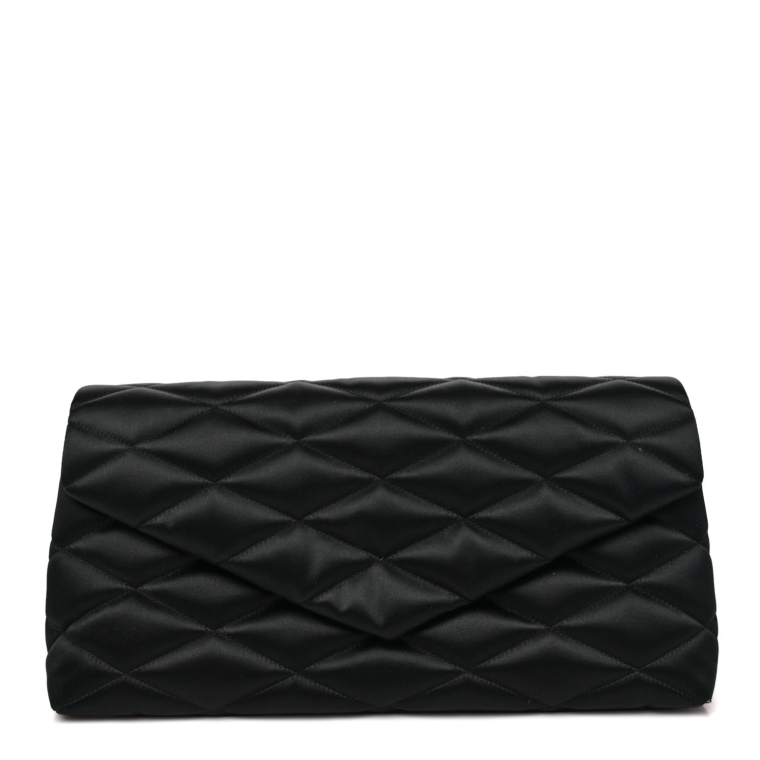 Saint Laurent Satin Quilted Sade Puffer Envelope Clutch Black 1 of 10