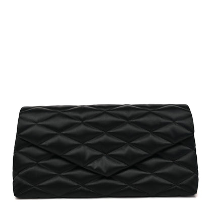 Saint Laurent Satin Quilted Sade Puffer Envelope Clutch Black 1 of 10