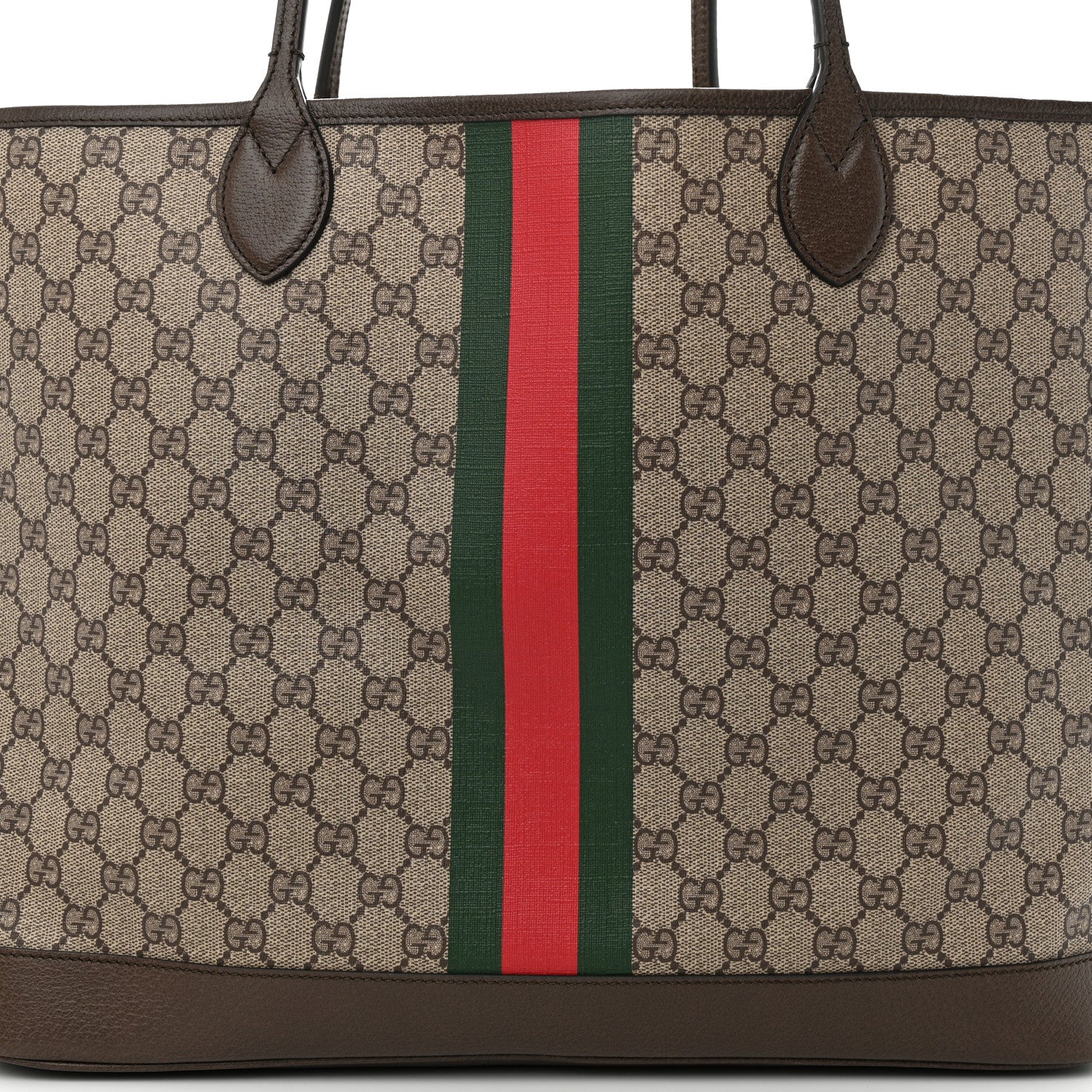 Gucci GG Supreme Monogram Textured Dollar Calfskin Web Large Ophidia Tote Beige Ebony New Acero 10 of 16