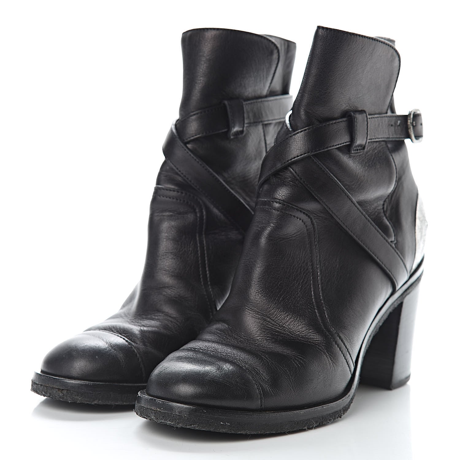 Chanel Lambskin CC Buckle Short Boots 36.5 Black 3 of 11