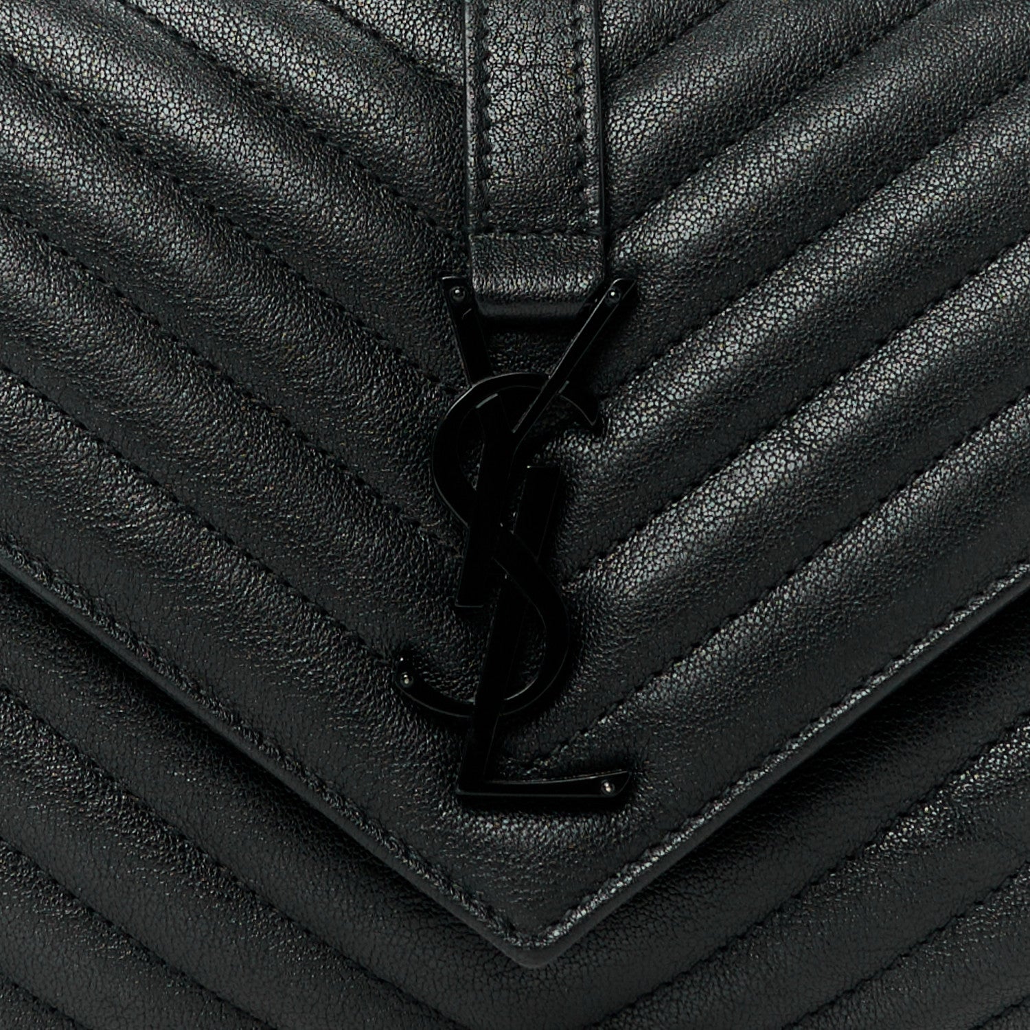 Saint Laurent Sheepskin Matelasse Chevron Monogram Monochrome Medium College Bag Black 9 of 11