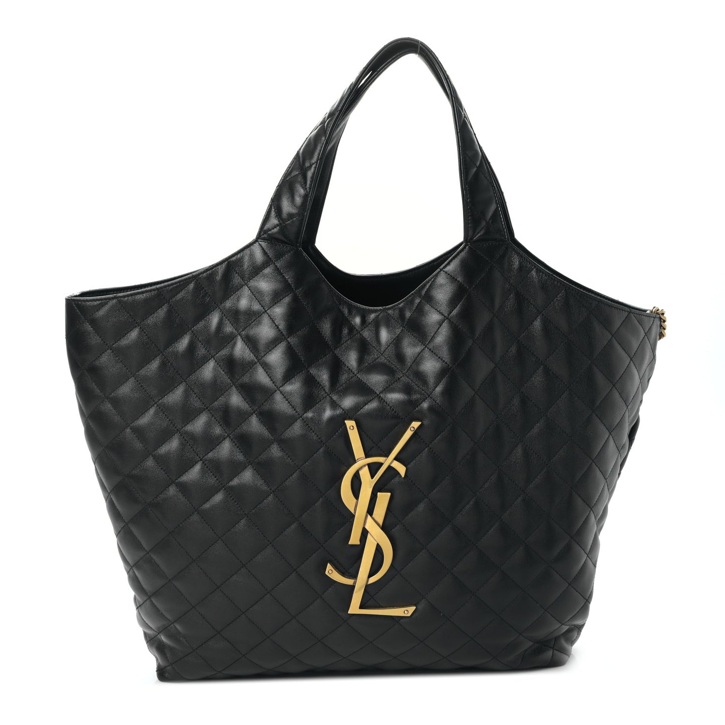 Lambskin Quilted Maxi Icare Shopping Tote Black