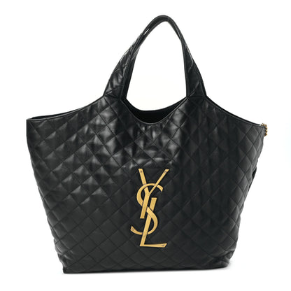 Saint Laurent Lambskin Quilted Maxi Icare Shopping Tote Black 1 of 9