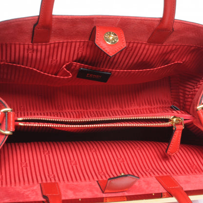 Fendi Vitello Elite Flamingo Regular 2Jours Tote Rosso Fiamma 5 of 9