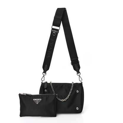 Prada Re-Nylon Saffiano Double Pouch Shoulder Bag Black 3 of 13
