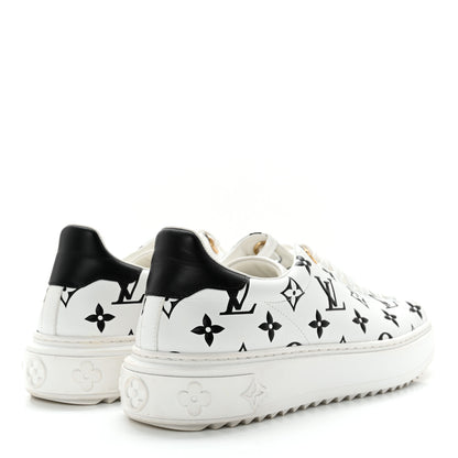 Louis Vuitton Calfskin Monogram Debossed Time Out Sneakers 39 Black 4 of 13