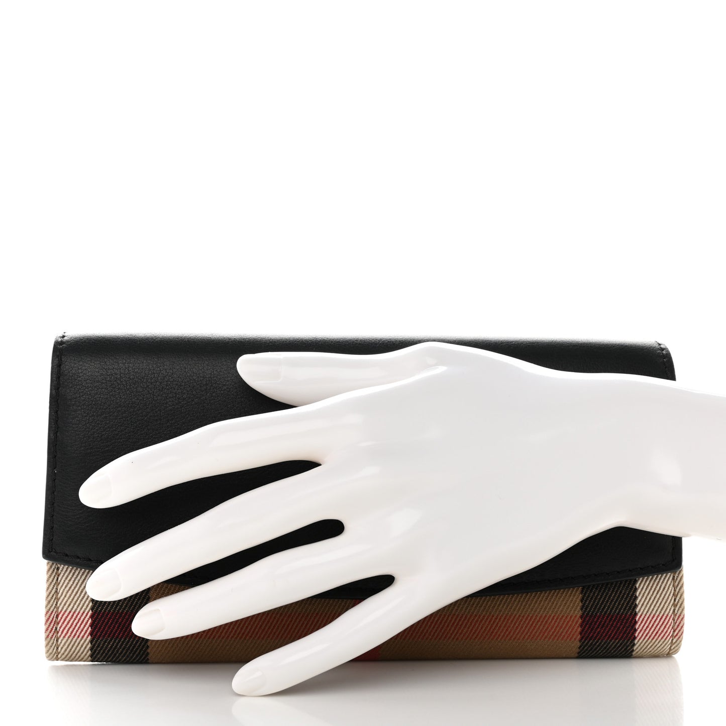 Calfskin House Check Porter Continental Wallet Black