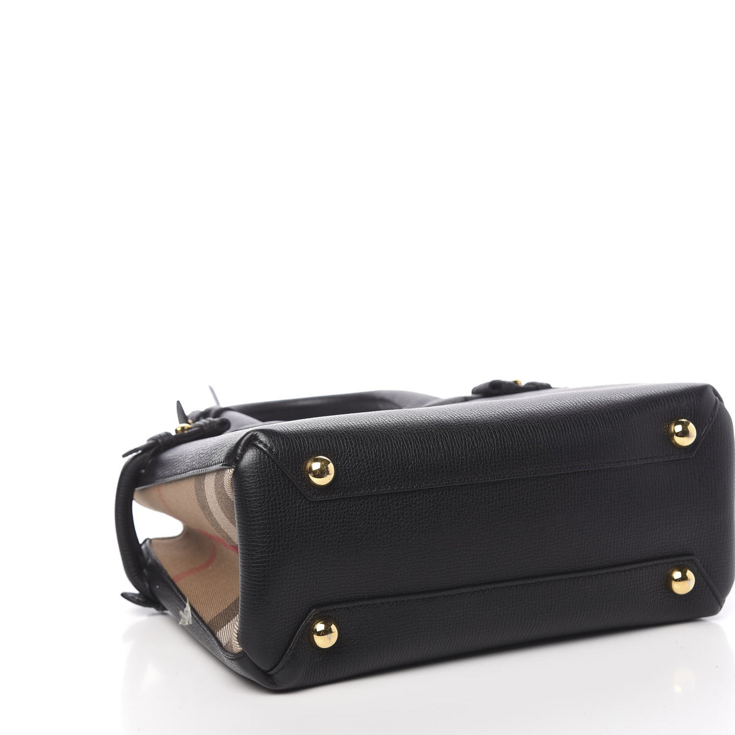 Grainy Calfskin House Check Small Banner Tote Black