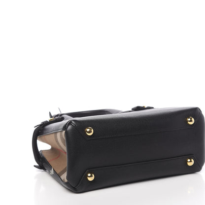 Burberry Grainy Calfskin House Check Small Banner Tote Black 4 of 11