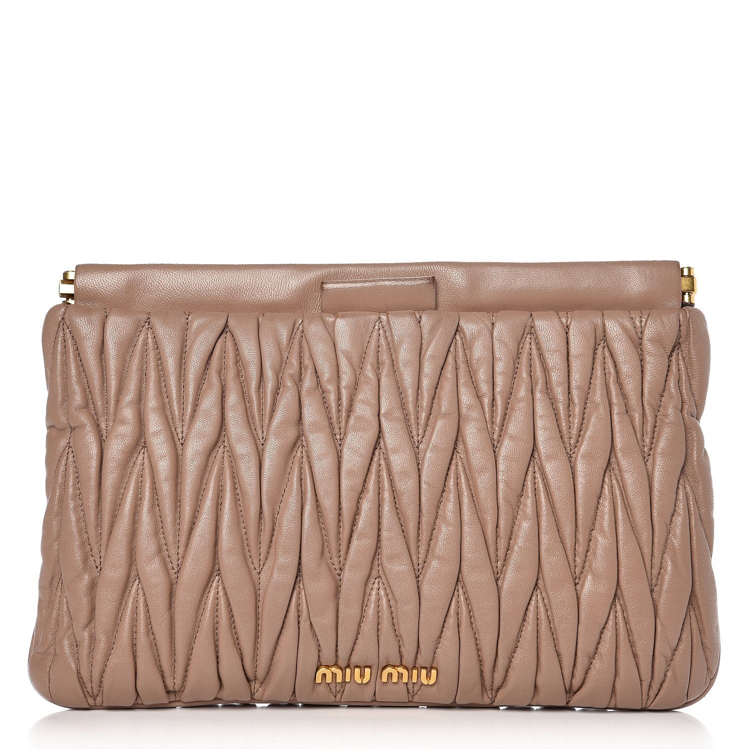 Miu Miu Nappa Matelasse Clutch Cammeo 1 of 9
