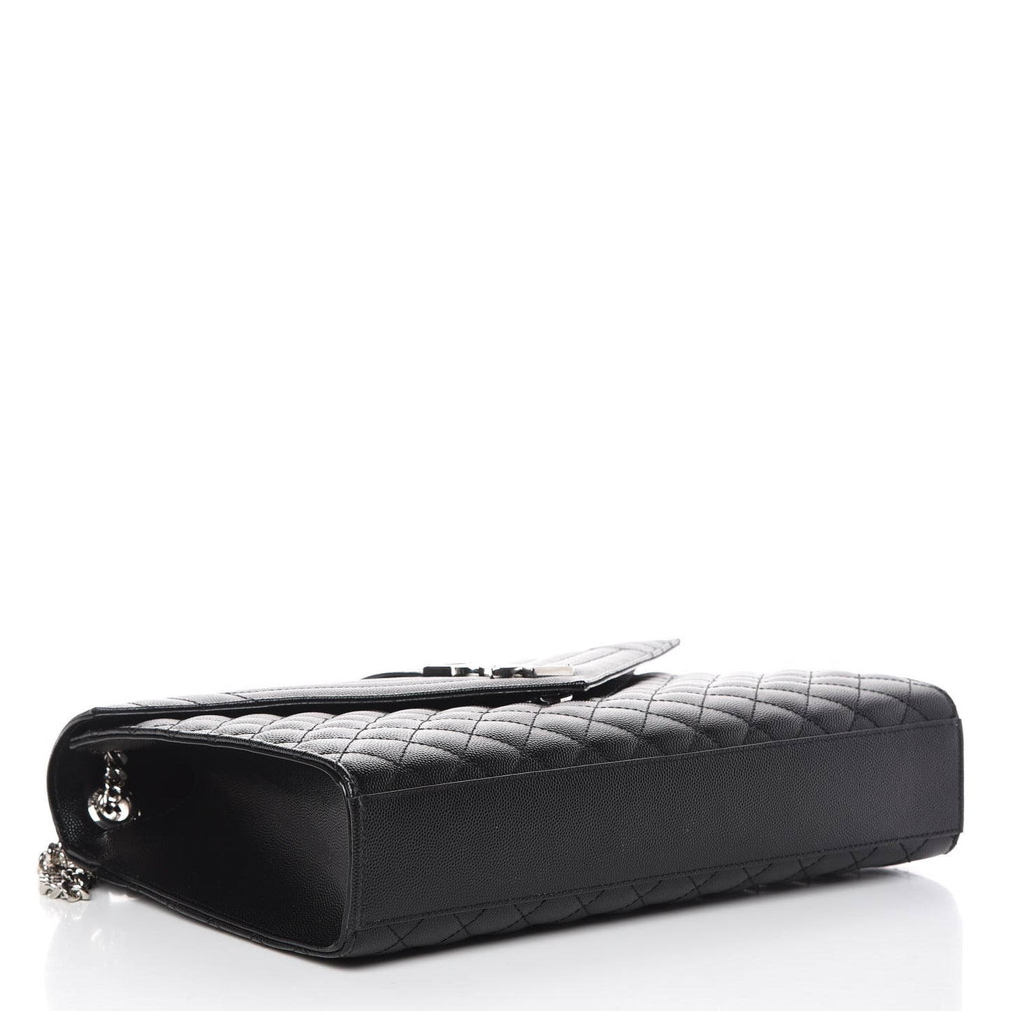 Grain De Poudre Textured Mixed Matelasse Large Triquilt Monogram Satchel Black