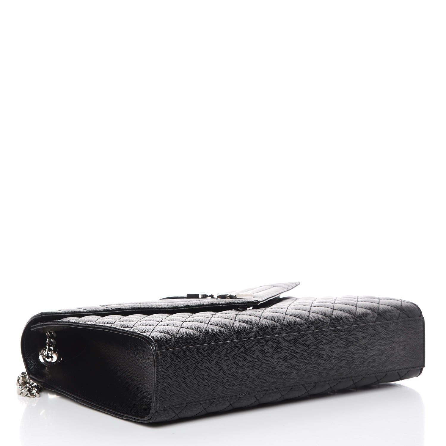 Saint Laurent Grain De Poudre Textured Mixed Matelasse Large Triquilt Monogram Satchel Black 4 of 10