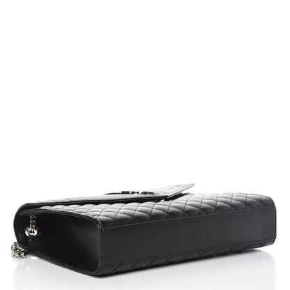 Saint Laurent Grain De Poudre Textured Mixed Matelasse Large Triquilt Monogram Satchel Black 4 of 10