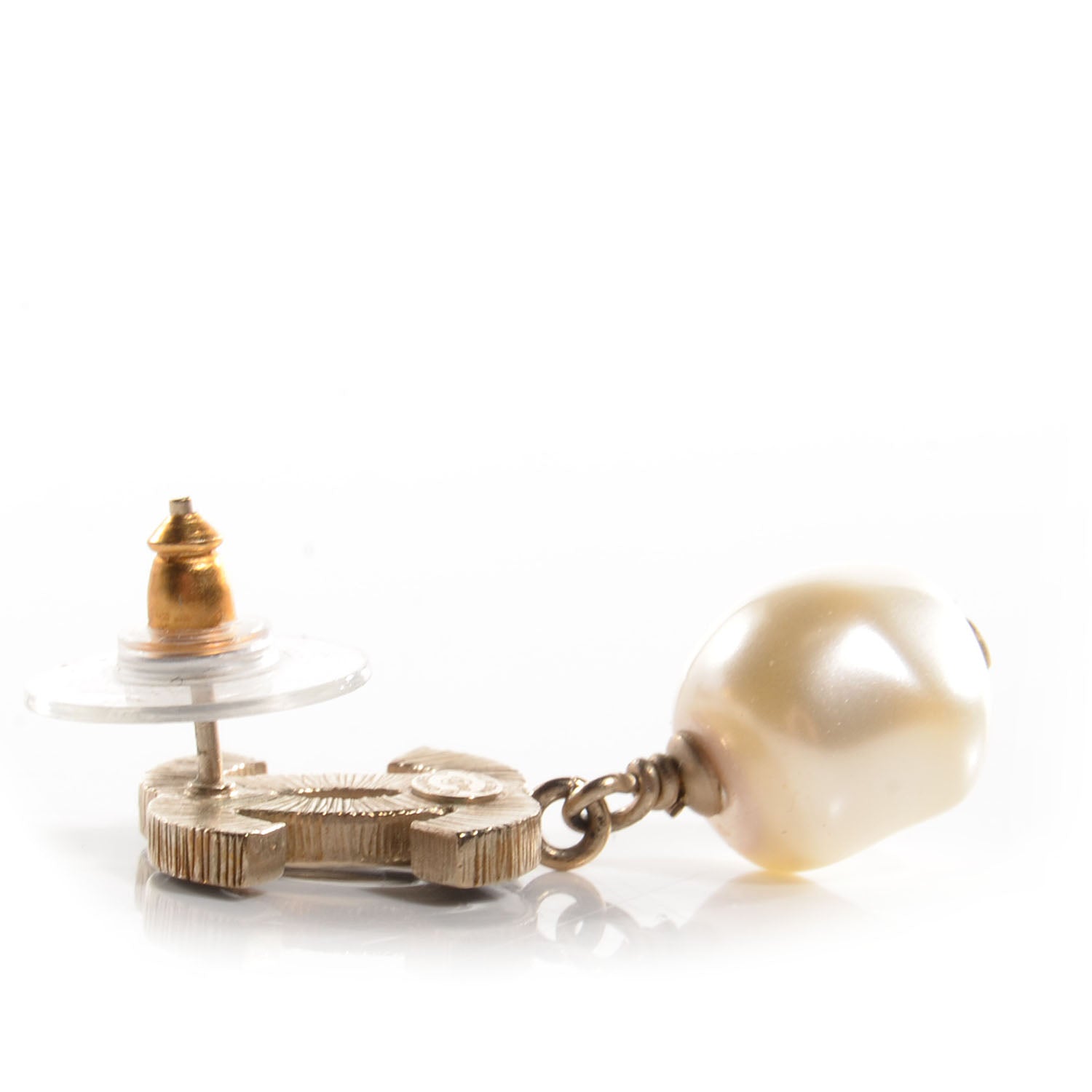 Chanel Pearl Enamel CC Drop Earrings Black 3 of 5