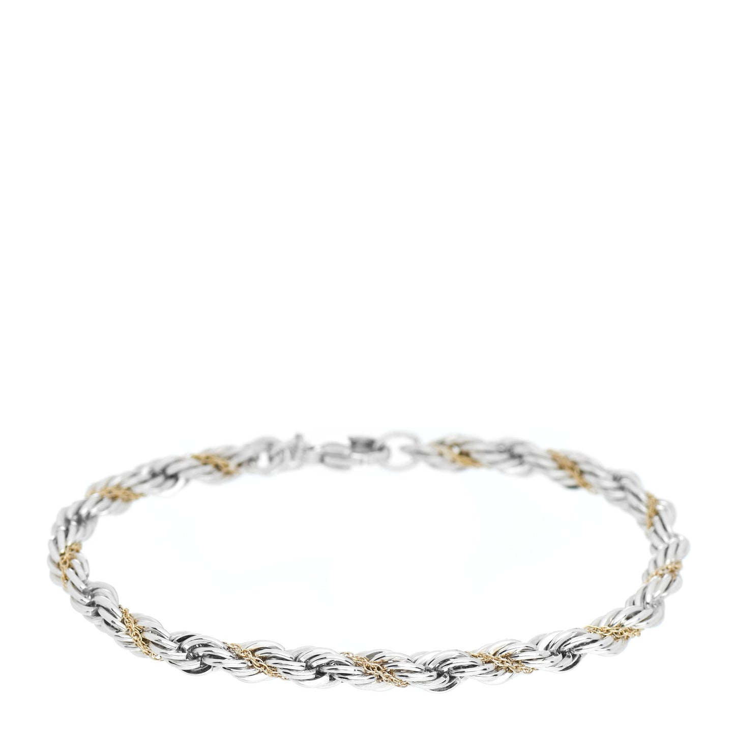 Sterling Silver 18K Yellow Gold Rope Chain Bracelet