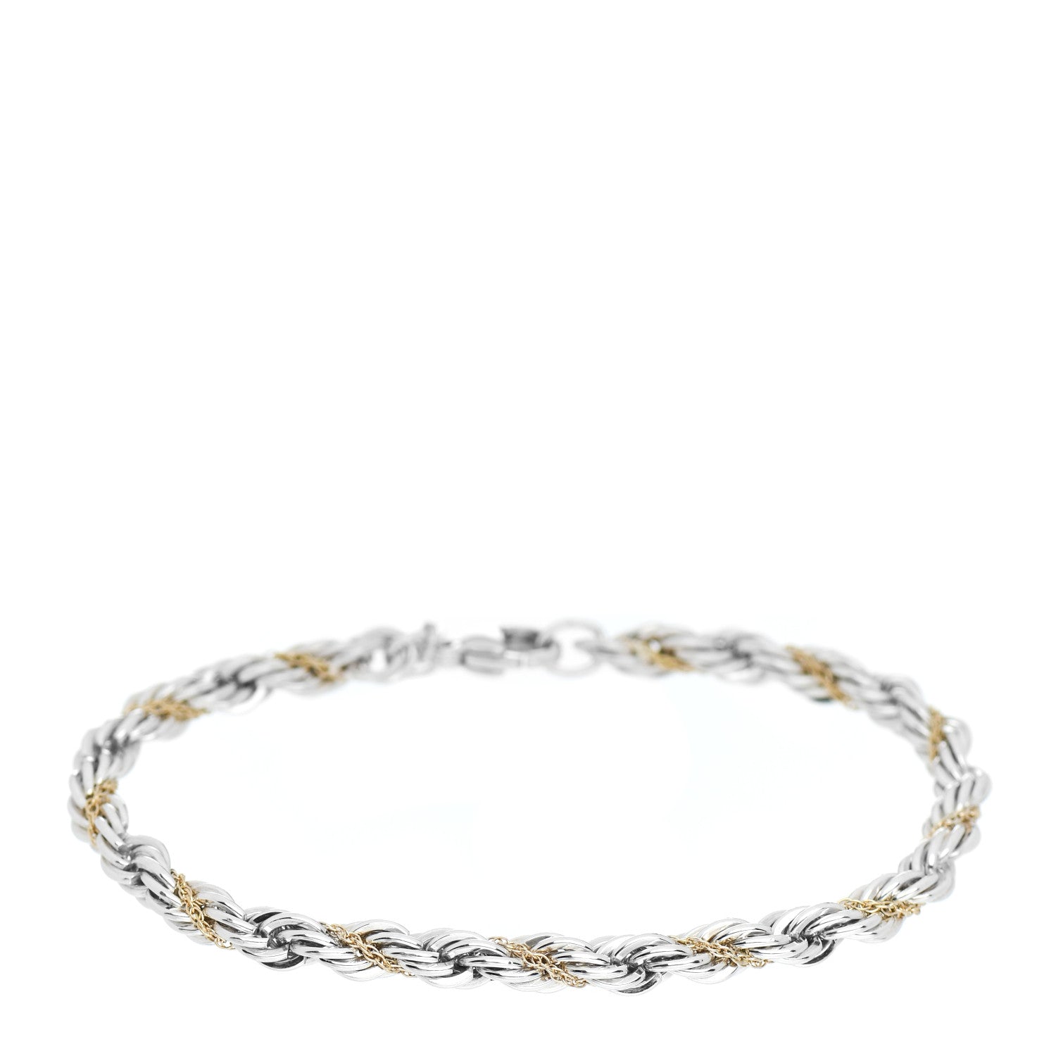 Tiffany Sterling Silver 18K Yellow Gold Rope Chain Bracelet 1 of 4