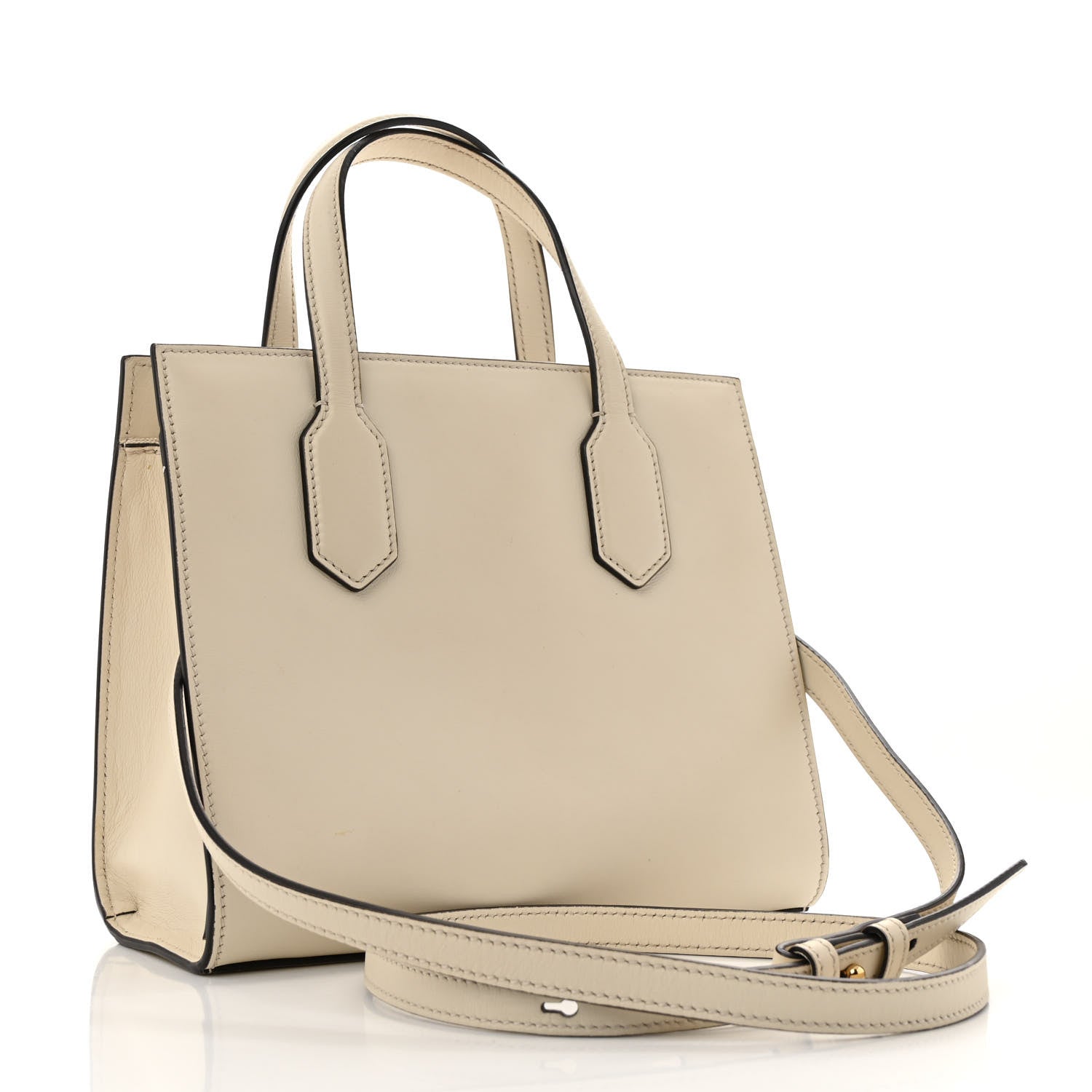 Gucci Calfskin Marmont Ribbon Top Handle Bag White 3 of 17