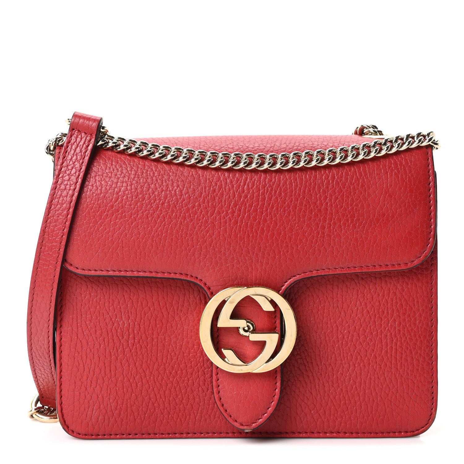 Gucci Dollar Calfskin Small Interlocking G Shoulder Bag Red 2 of 19