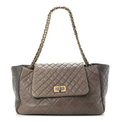Chanel Glazed Crinkled Lambskin Mademoiselle Large East West Flap Grey 1 of 11